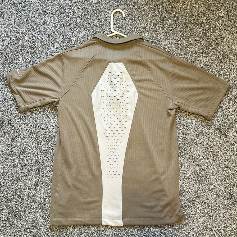 Nike Dri Fit Tan Brown Golf Polo Shirt 1/4 Quarter Zip Vintage Large